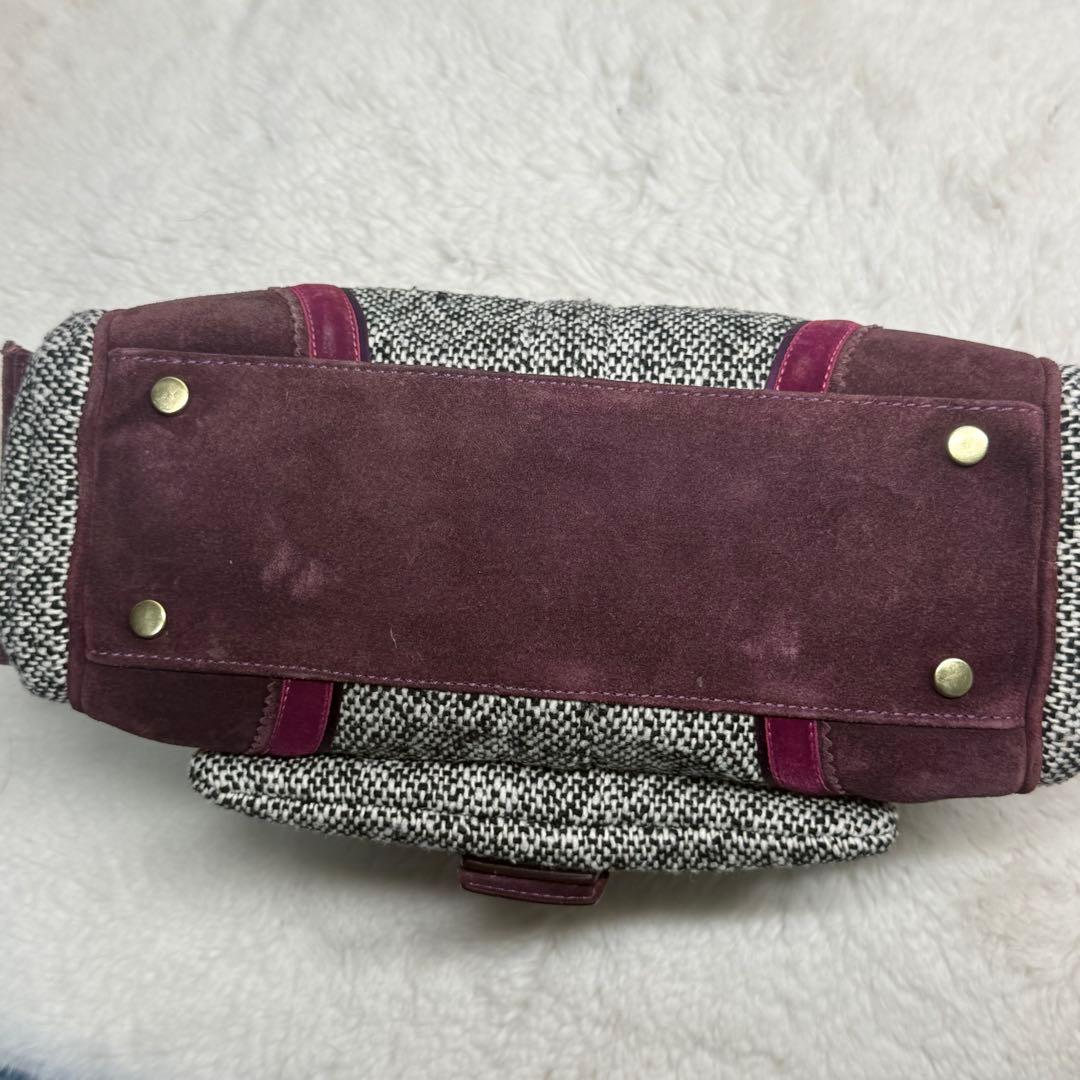 ✨️極美品✨️コーチ スエード ソーホー ターンロック ハンドバッグ ツイード 金具