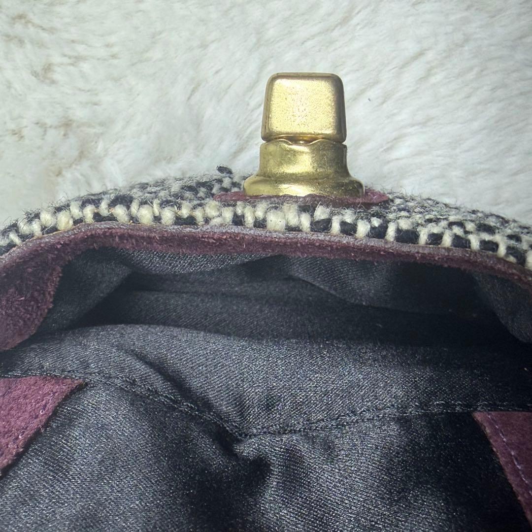 ✨️極美品✨️コーチ スエード ソーホー ターンロック ハンドバッグ ツイード 金具