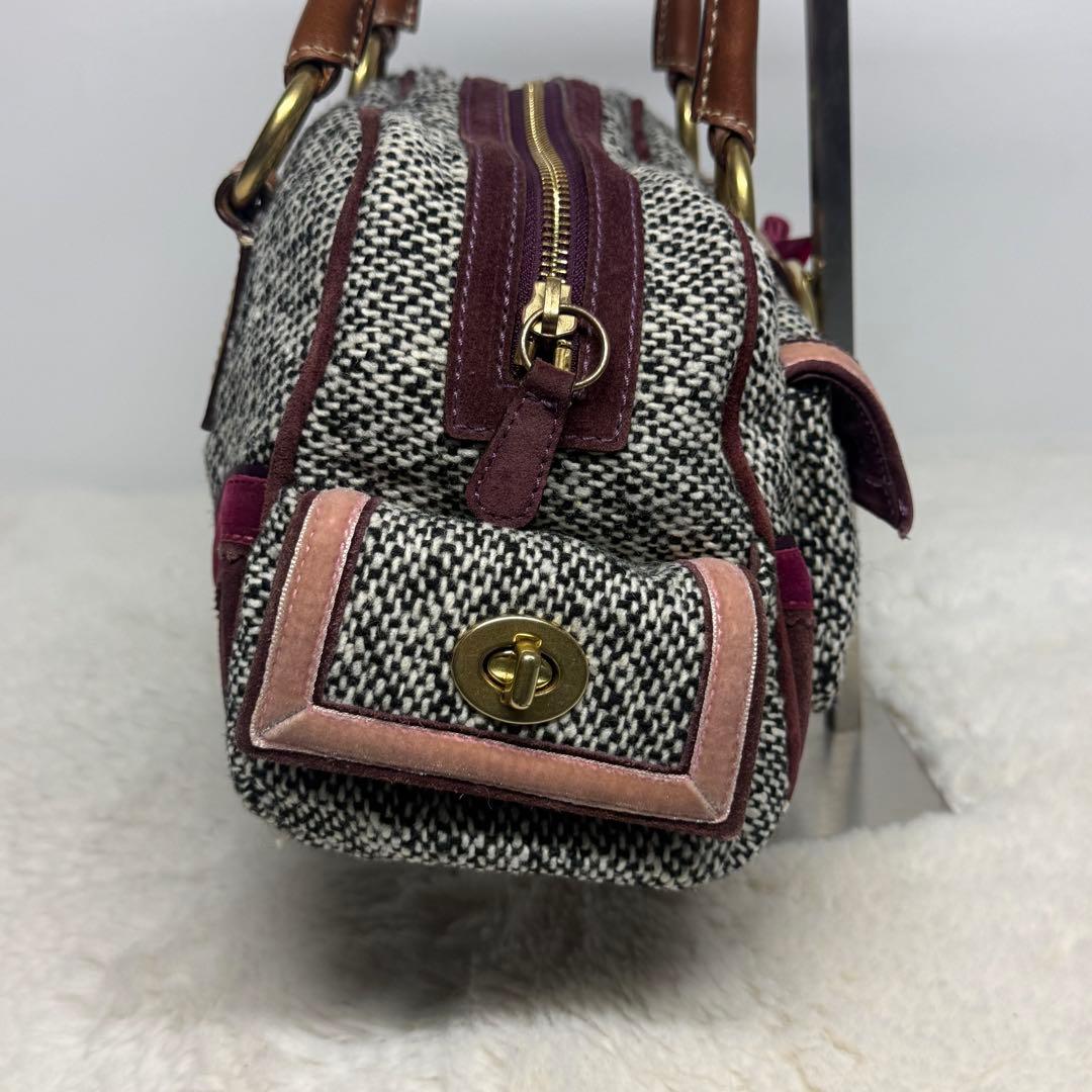 ✨️極美品✨️コーチ スエード ソーホー ターンロック ハンドバッグ ツイード 金具