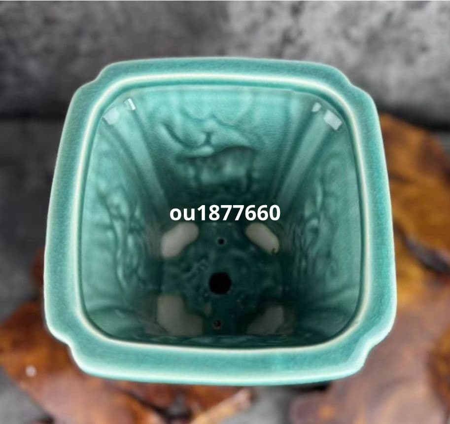 四方柱形陶器鉢 盆栽鉢 青磁鉢 山野草鉢 多肉植物 植木鉢 小品大品盆栽鉢 置物