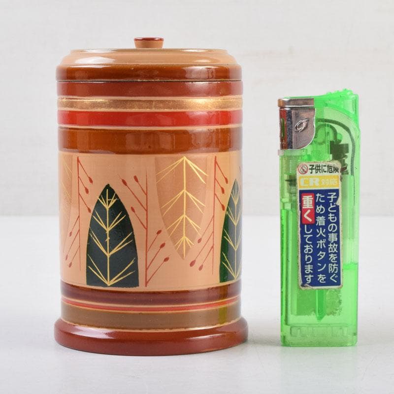 茶道具 独楽塗 草文 切立煙草入 莨壷 C 9008 茶器/茶道具 煙草盆