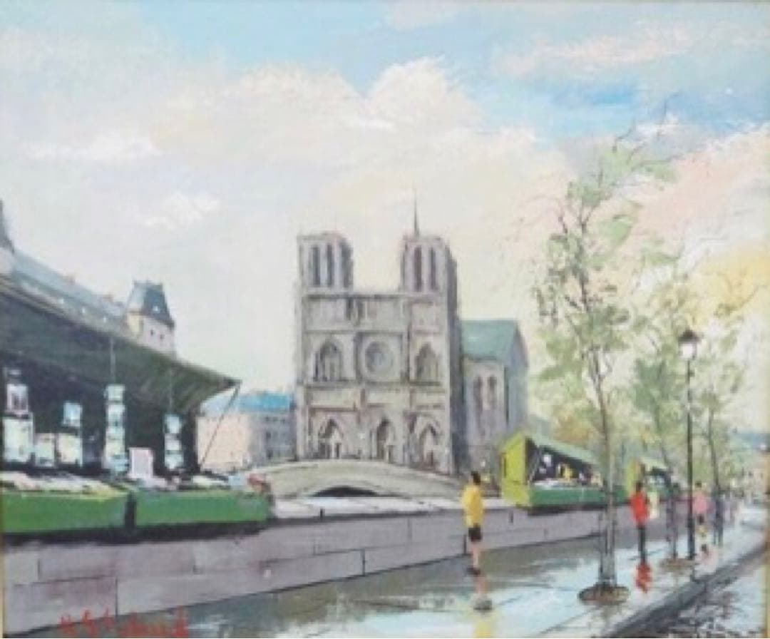 R.G.エイブラード「パリ」油彩 F8号 真作保証 額装54×61.5cm