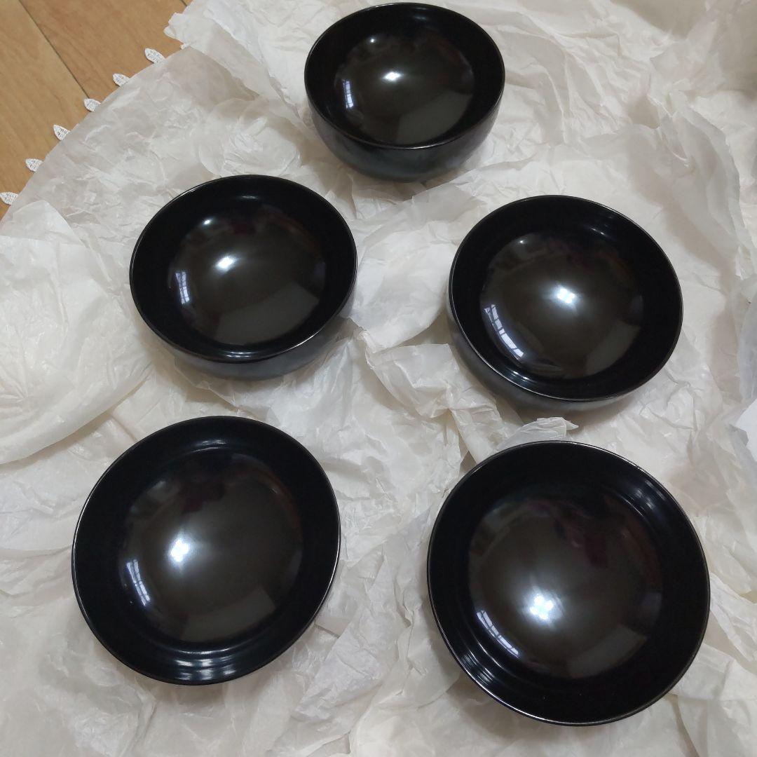 浄法寺塗　うるみ工芸　漆器 黒色椀 ５個セット 蓋付き　伝統工芸　新品未使用
