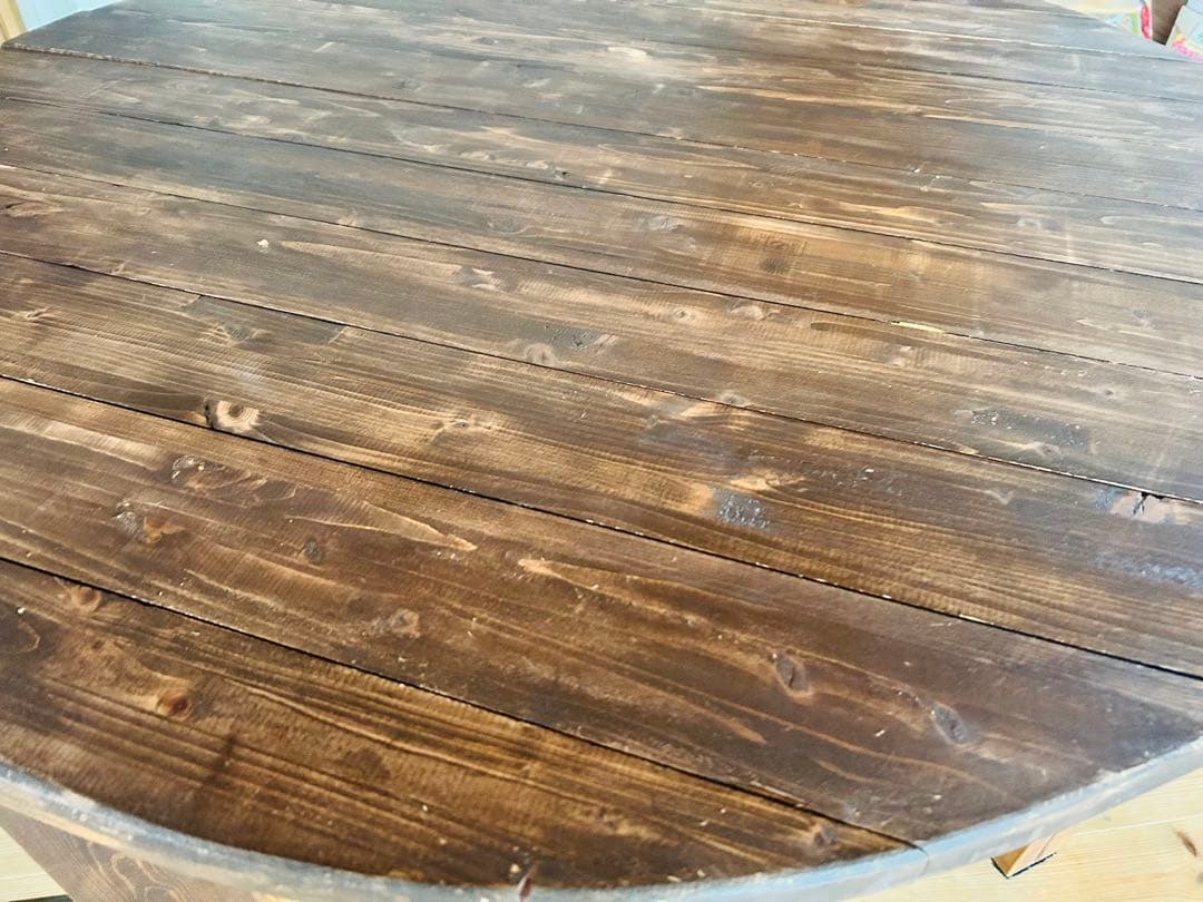 ダイニングテーブル　丸型　4人掛け　北欧風　古材　アンティーク　木製