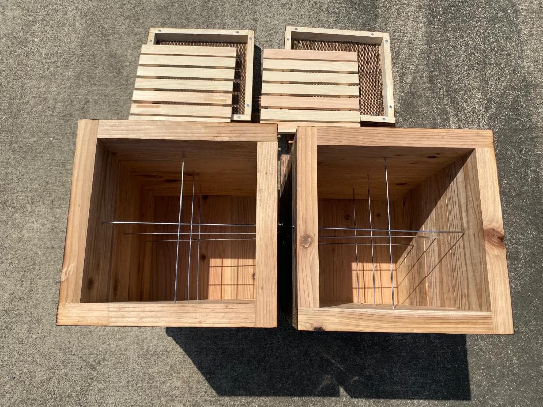 nacura 日本蜜蜂重箱式巣箱３段【ワイヤー着脱式】完成品×２基 送料込