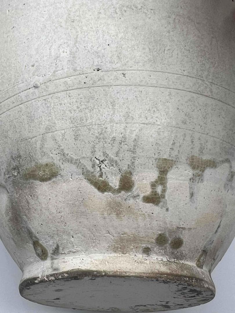 宋時代 白磁 定窯双環耳広口壺 水丞 宋磁 【旧家蔵出し】