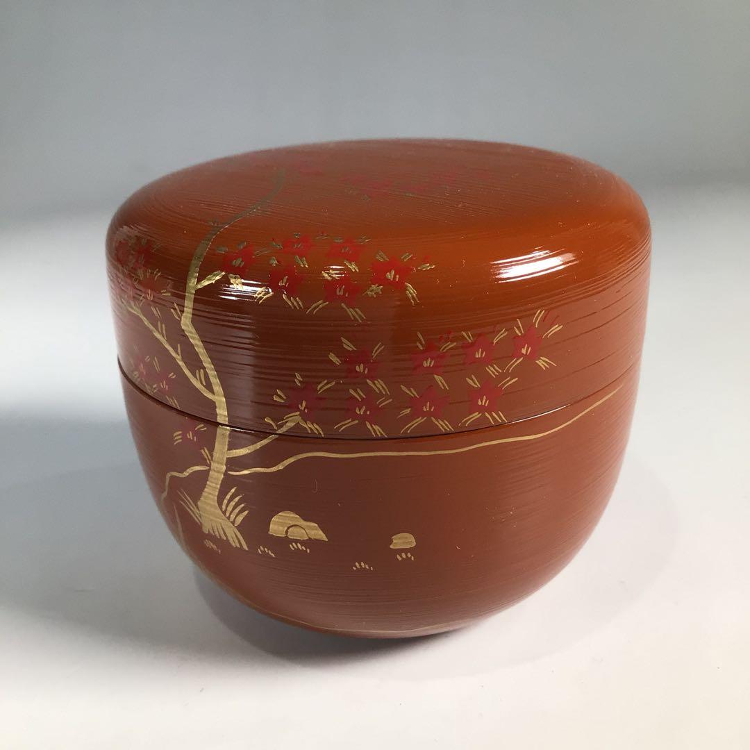 N758 棗 『田中宗凌作』『橘水鳥蒔絵』『白粉解棗』 共箱 茶道具