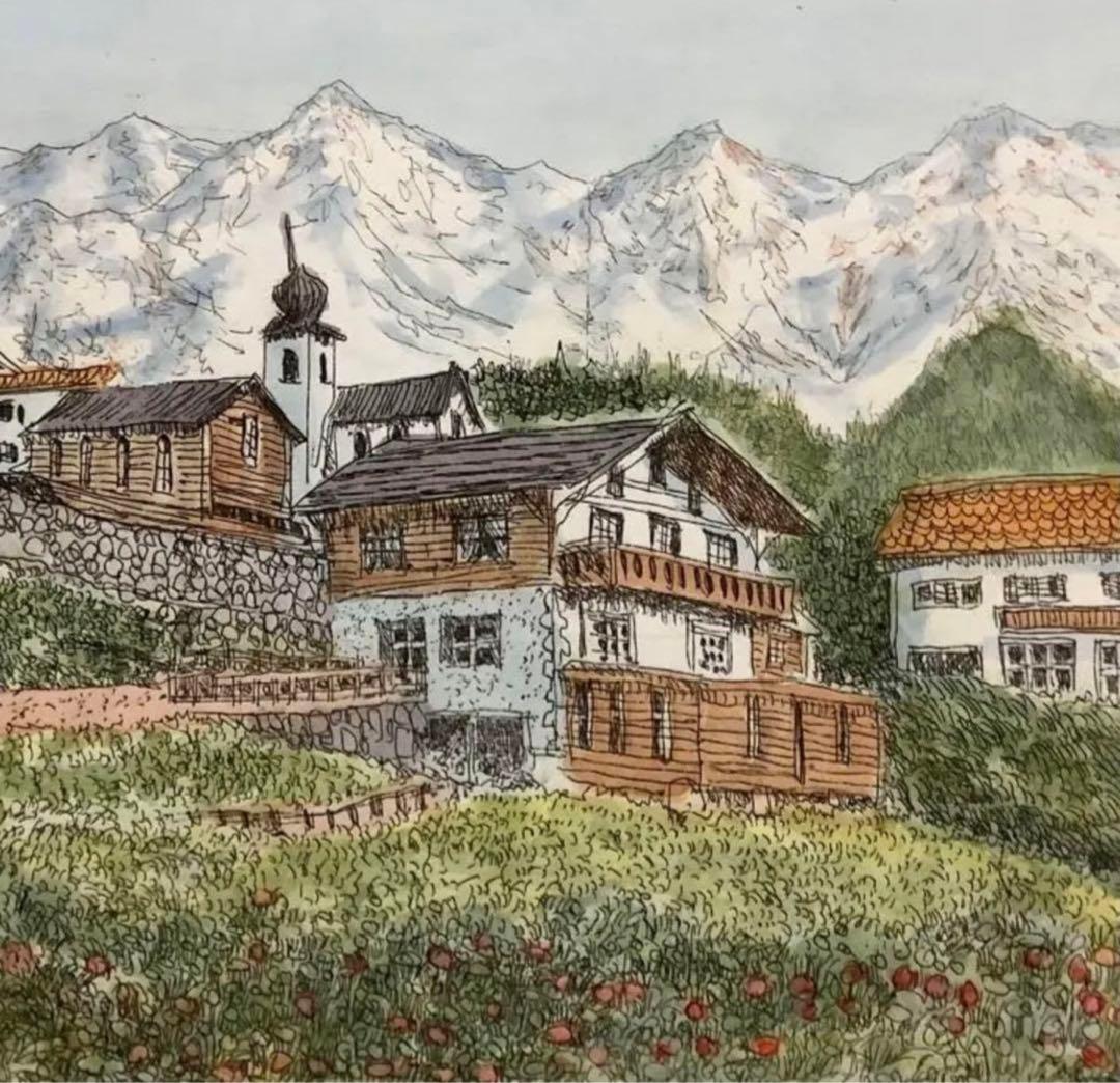 絵画・額縁・版画・織田 義郎・新品未使用・リーイン(スイス