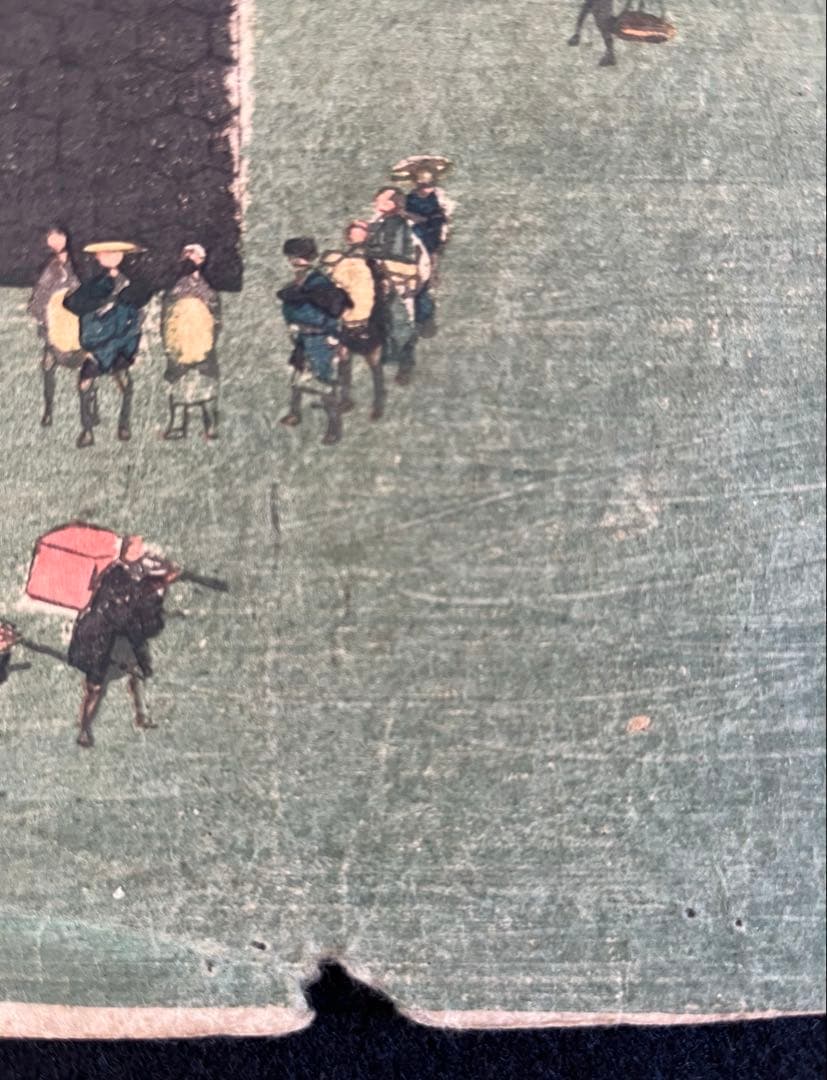 浮世絵　歌川広重　廣重　東都名所霞ヶ関　江戸名所絵　木版画　3連画　アンティーク