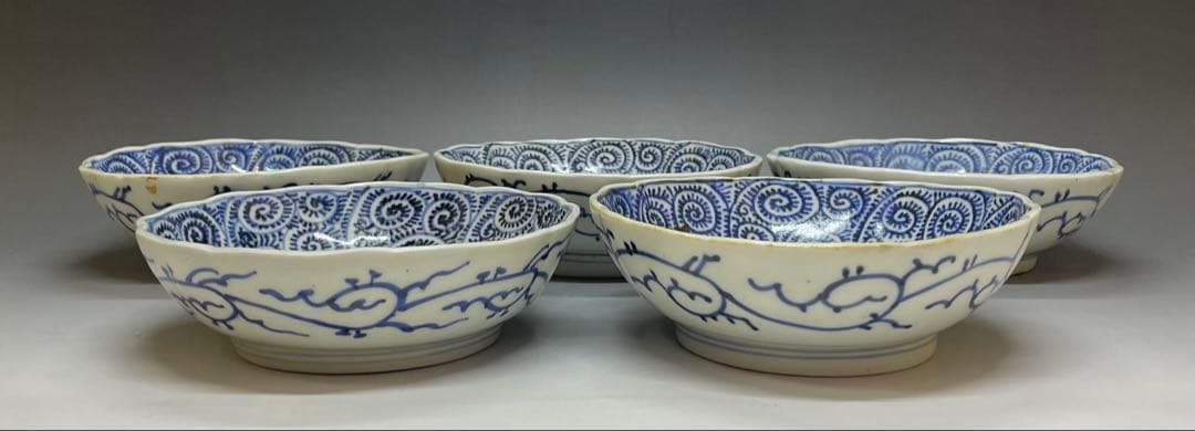 古伊万里 染付 蛸唐草文 松竹梅 膾皿 なます皿 5客 Ka334 - メルカリ