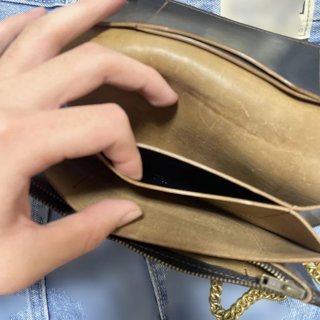 ホースバット　茶芯トラッカーウォレット三層(チェーン付き)