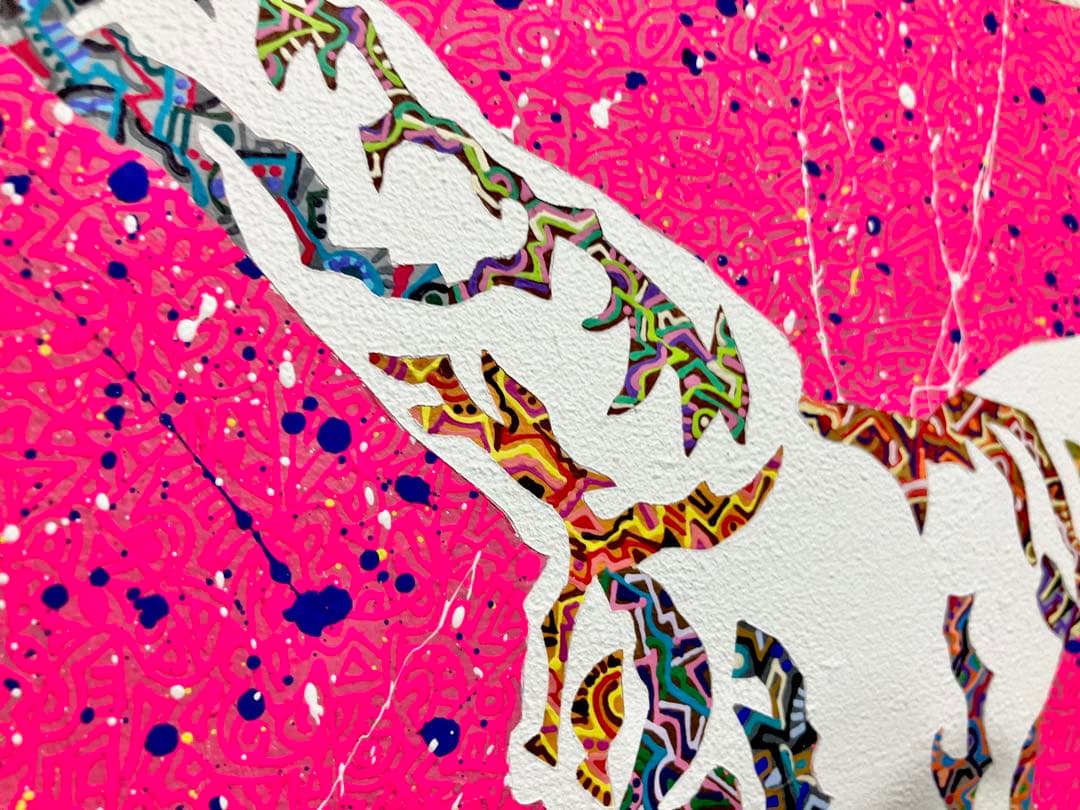 原画　頭蓋骨　動物画　絵画　アクリル画　現代アート　細密画　手描き　一点物