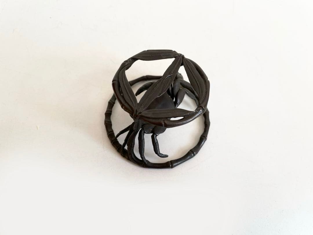 鋳師 吉田和正 唐金蓋置 笹蟹 蓋置 茶道具 共箱