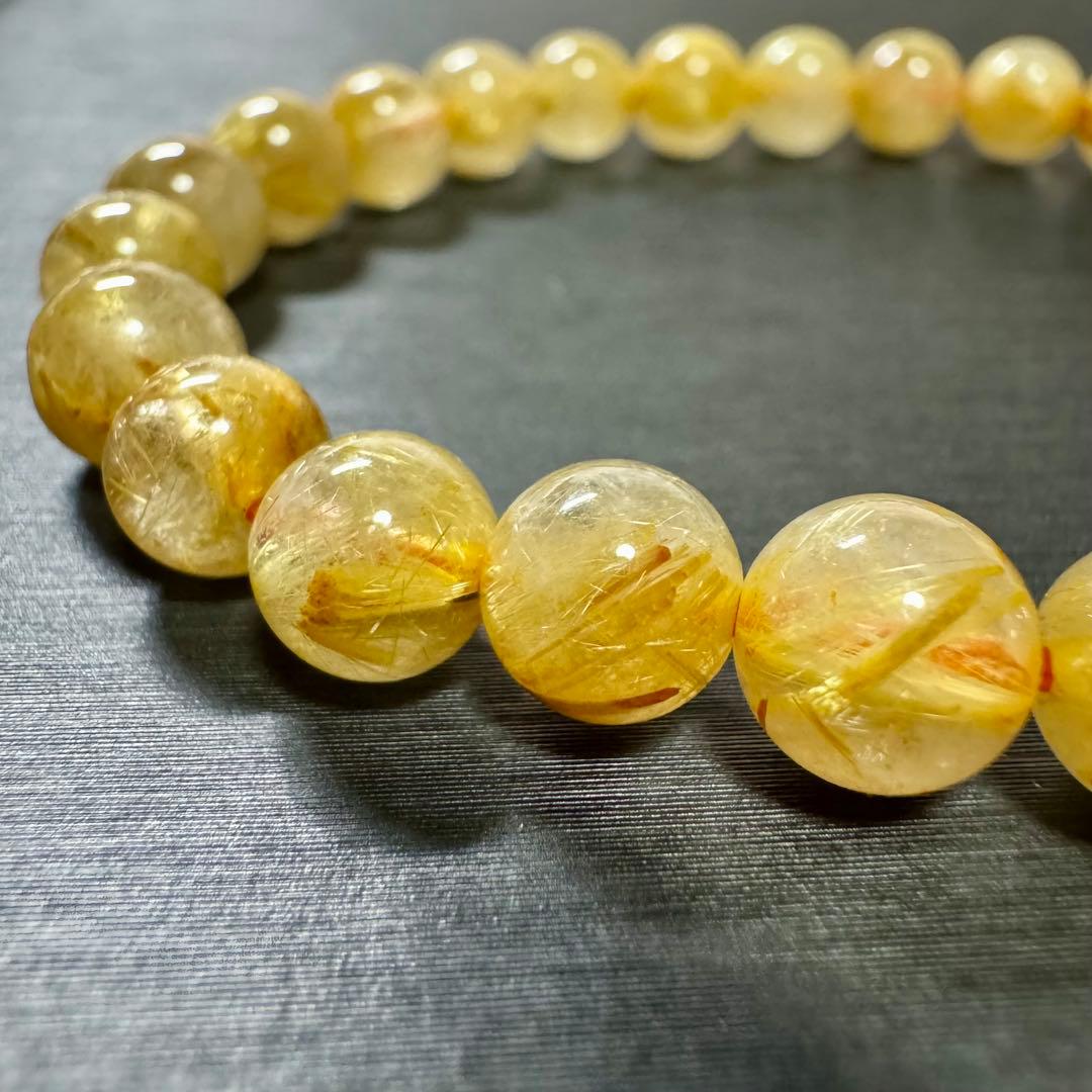 【ゴールドルチルクォーツ】金運上昇・集中力アップブレスレット 7mm 天然石