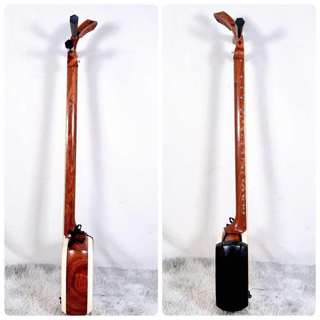 津軽三味線 花梨 太棹 東さわり付 皮やぶれなし バチ ケース付