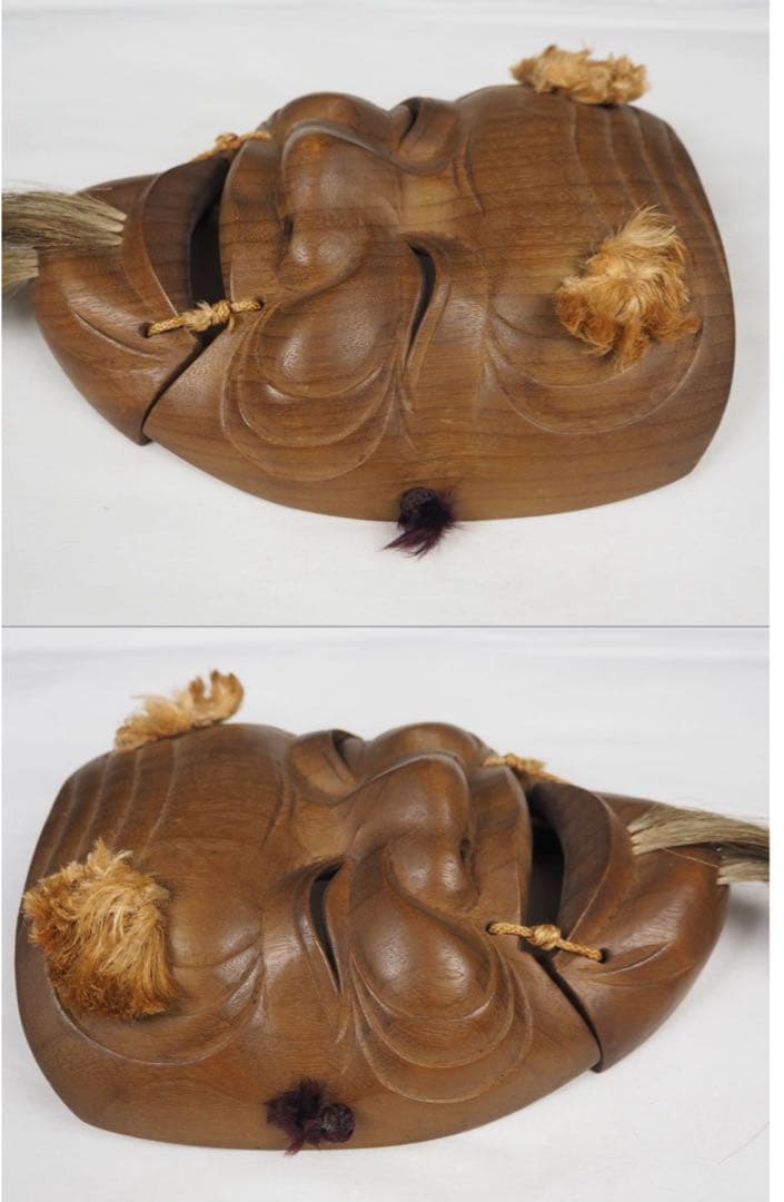 送料無料 象堂刀 木彫り能面 時代翁面 木箱付