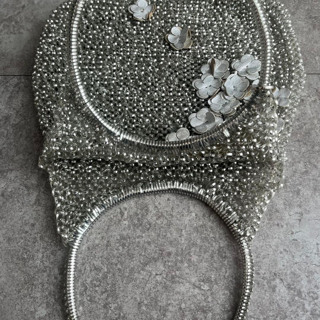 ANTEPRIMA ワイヤーバッグ ハンドバッグ シルバー　フラワービジュー