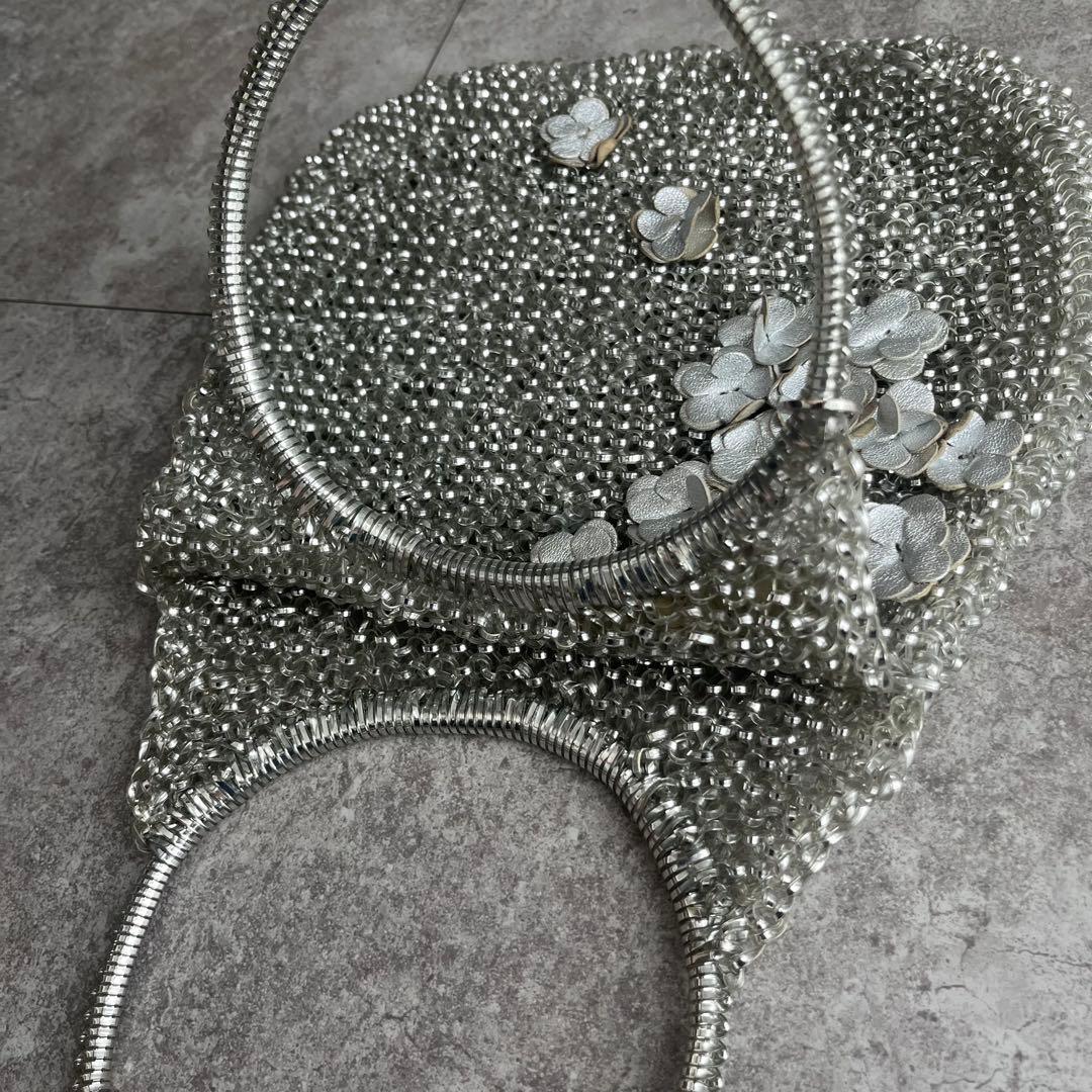 ANTEPRIMA ワイヤーバッグ ハンドバッグ シルバー　フラワービジュー