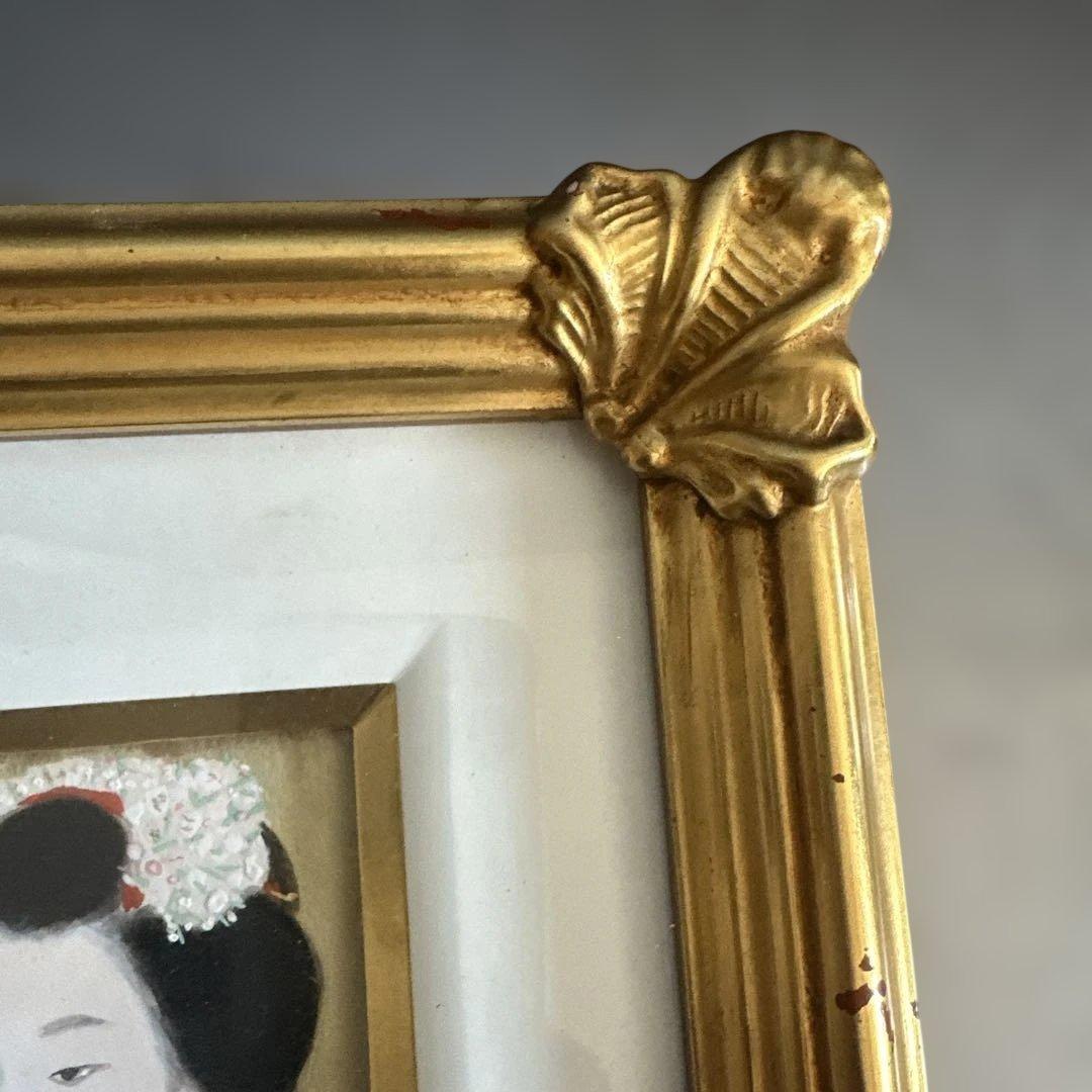 日本画 舞妓女性 金色フレーム