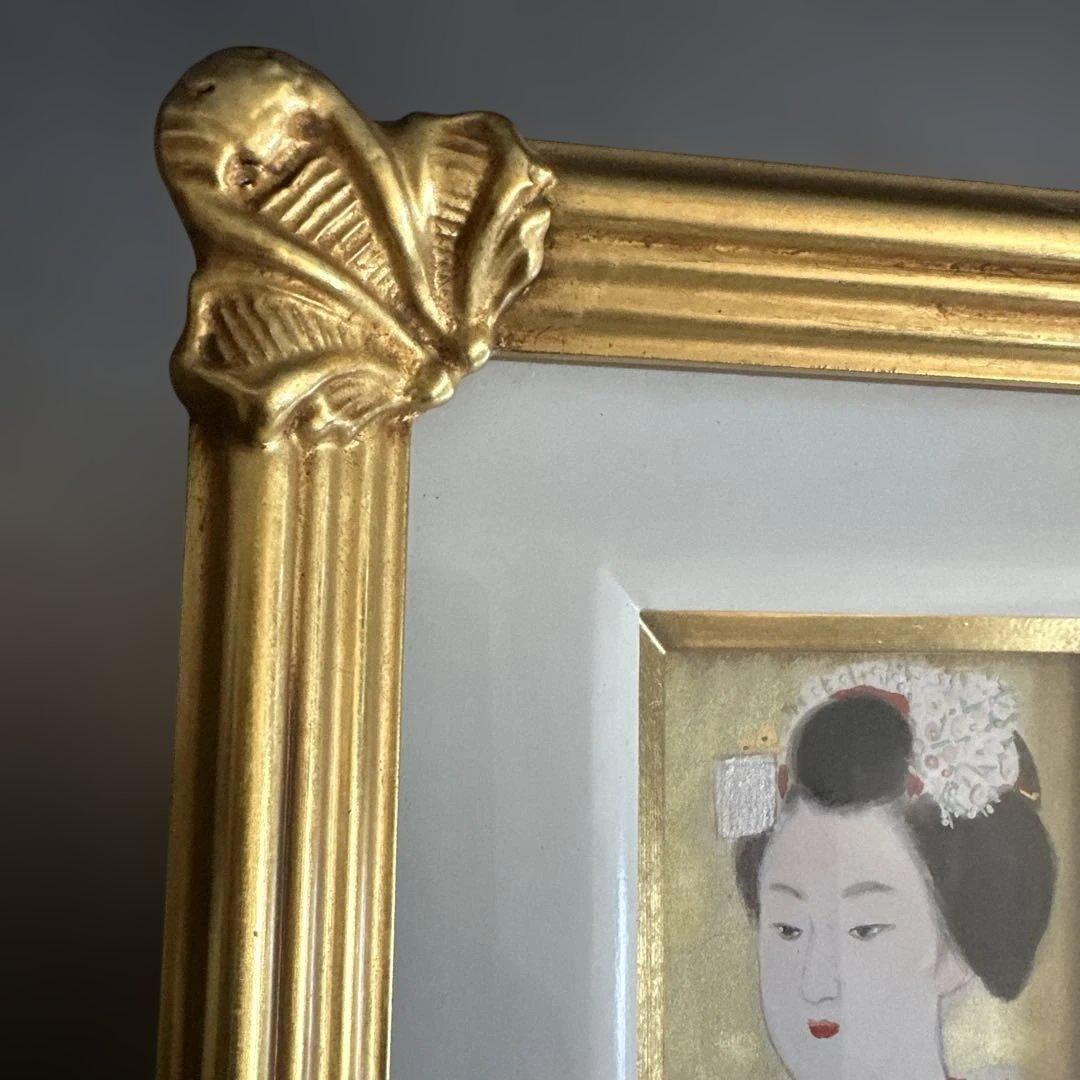 日本画 舞妓女性 金色フレーム