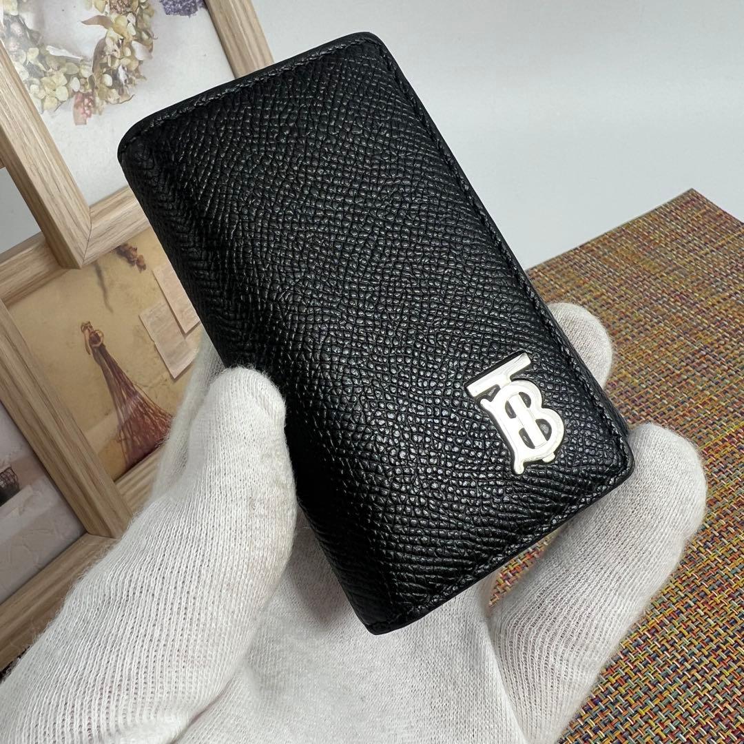✨極美品✨BURBERRY バーバリー TBロゴ　6連キーケース　ブラックレザー 未使用品✨バーバリー 6連キーケース TBロゴ レザー ブラック 黒