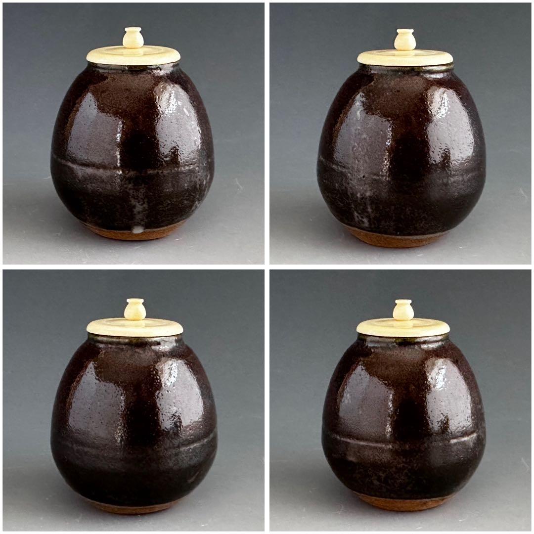 茶道具 茄子茶入 濃茶器 廣州窯 趙小守 共箱 茶会 唐物 稽古 点前