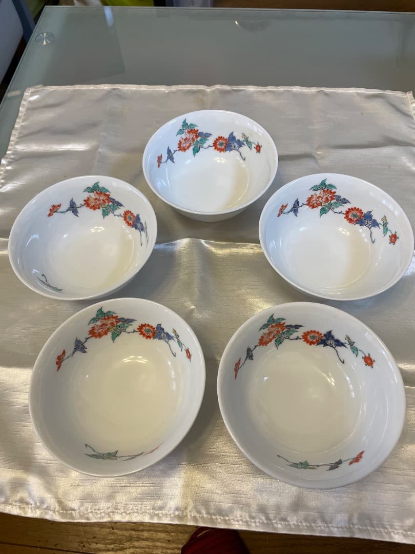 十三代酒井田柿右衛門 錦牡丹文 小丼 五客 共