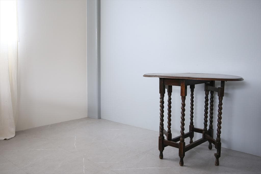 英国アンティーク木製ゲートレッグテーブル/ダイニング机バタフライ(91-261)