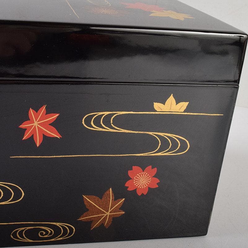 茶道具 黒漆 春秋蒔絵 茶箱 棗 巾筒など 九点 一式 仕覆