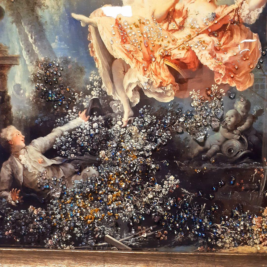 輸入雑貨　天然石　『ジャン・オノレ・フラゴナール・ぶらんこ』　クリスタルアート