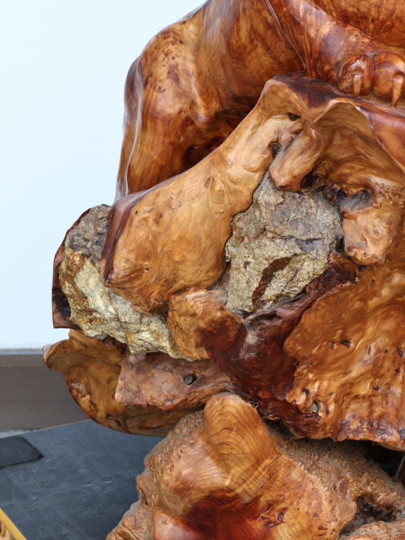 メル82601様専用 木彫 玉杢 泡杢 石噛 一刀彫 豹 眼木象嵌 BK145