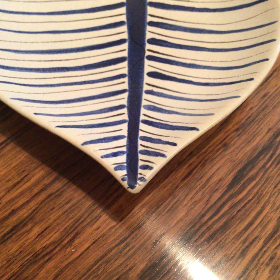 リンドベリのアートピース　リーフ型ファイアンス　超希少品