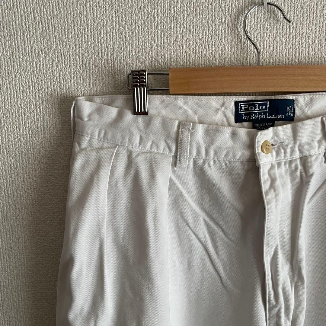 美品】 ポロラルフローレン 2タック チノパン アンドリューパンツ 白