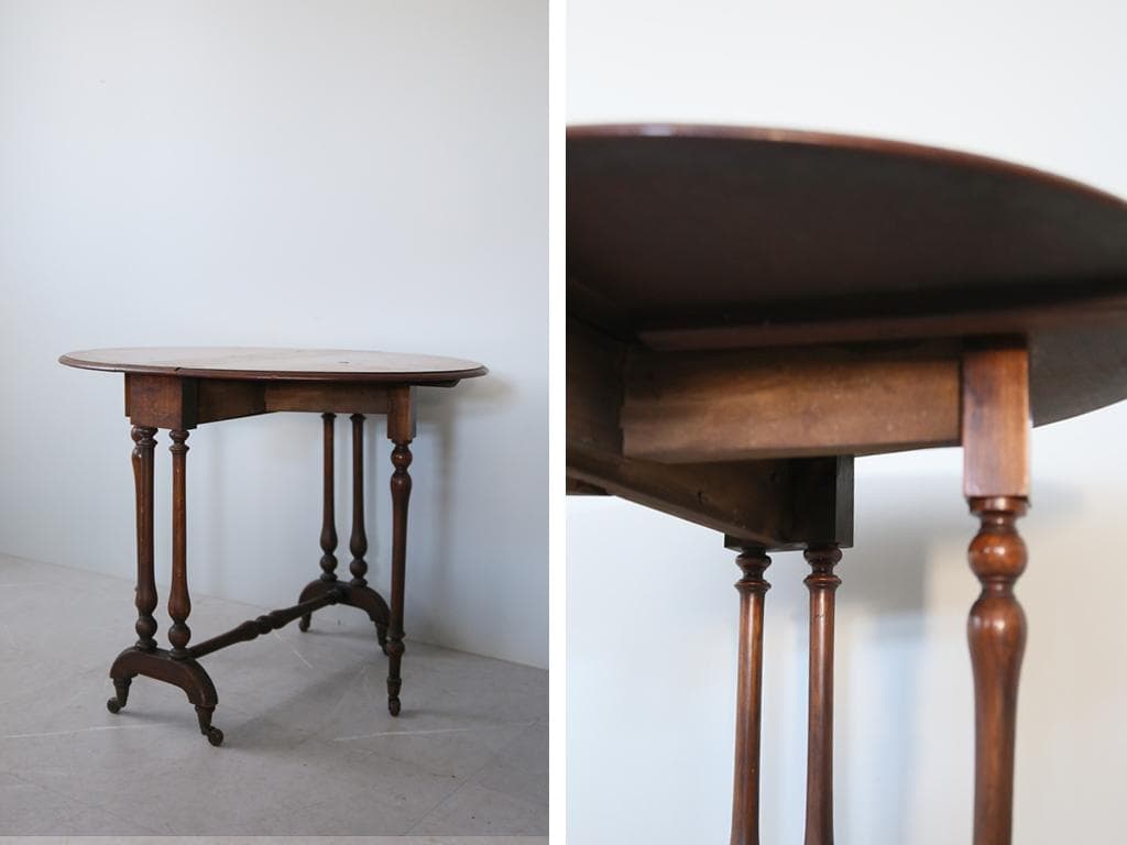 英国アンティーク木製ゲートレッグテーブル/ダイニング机/バタフライ(89-311