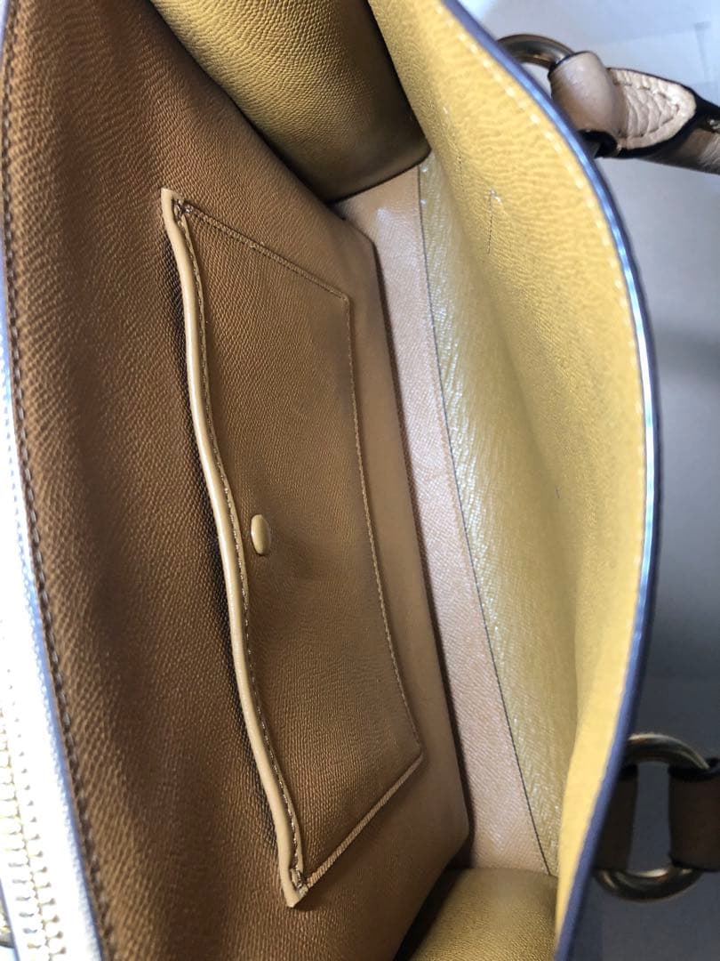 COACH カラーブロック チャニング ベージュショルダーバッグ 2way