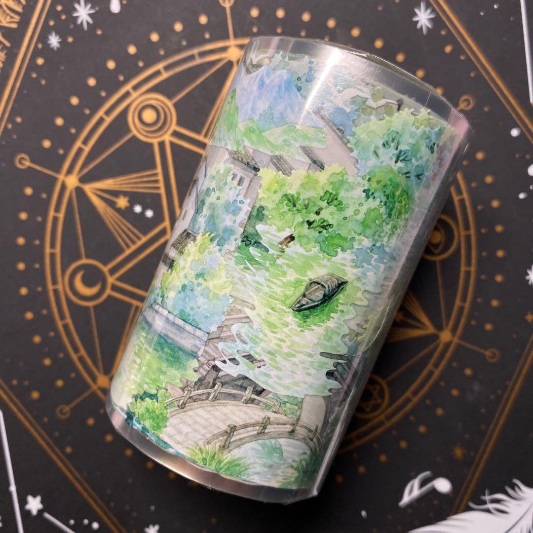 R】海外 10m巻貝殻光/PETマスキングテープ お花系/背景系/古風系/植物