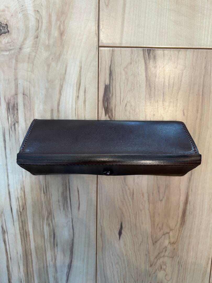 万双　厚コバ　ペンケース　ダークブラウン