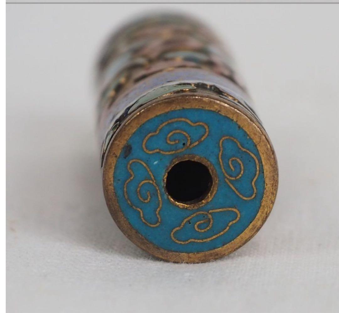 送料無料　送料無料　時代物　七宝龍文緒締玉　約4.1×1.5ｃｍ