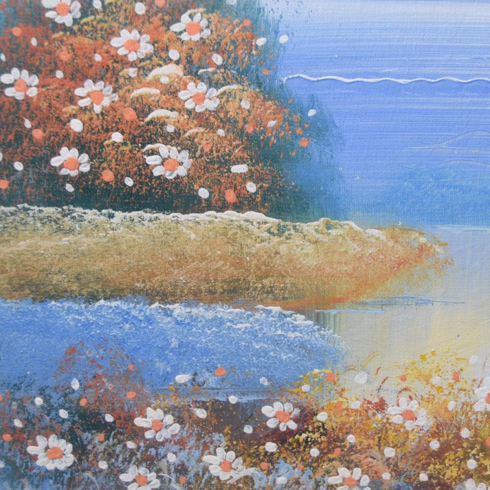 作者 / 作品名不明 油彩 油絵 湖畔の女性 風景画 額装 - メルカリ
