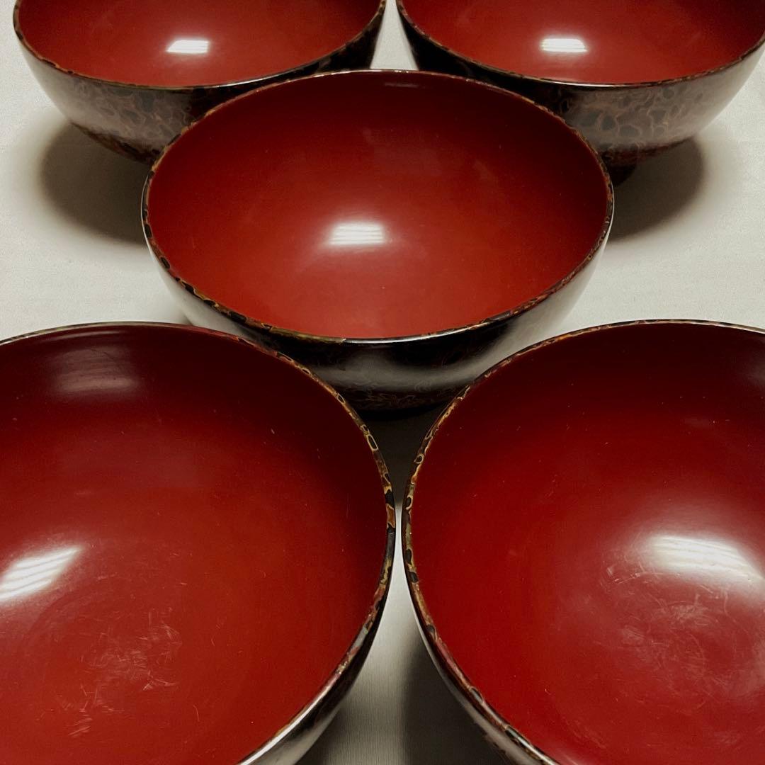 津軽塗り お椀5客セット 和食器 漆器 汁椀 ヴィンテージ