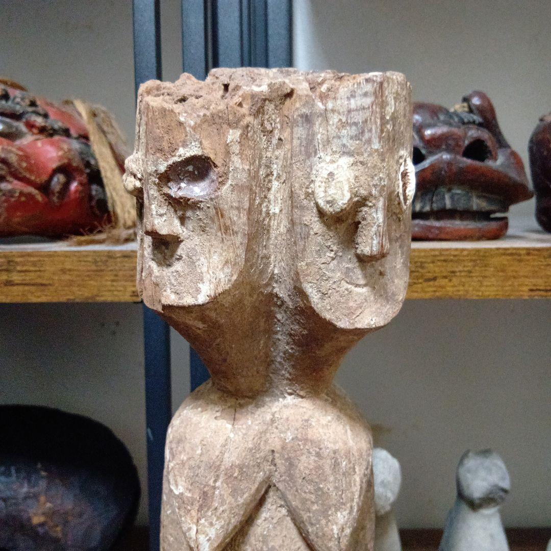 アイヌ 漁帰りオンコ 光人作 [トミヤ郷土民芸] 木彫 祈りの像 古道具