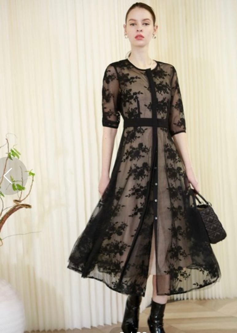 Leja レジャ 花柄後ろリボン半袖キャミワンピースセットアップ