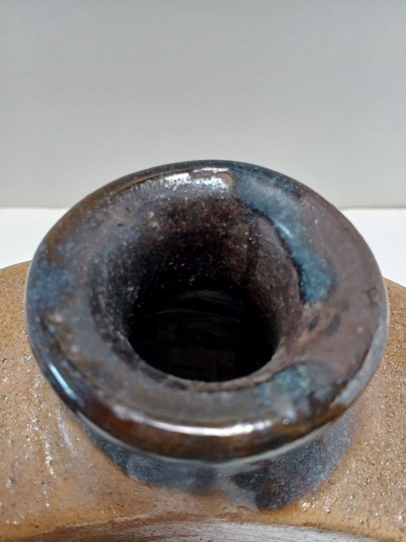 琉球壺屋焼　小橋川清正さん　抱瓶　双魚文　約24×15センチ