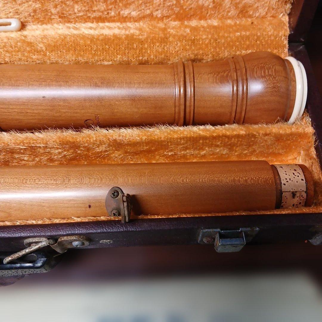 テナーリコーダー 木製 ブラウン ケース付き