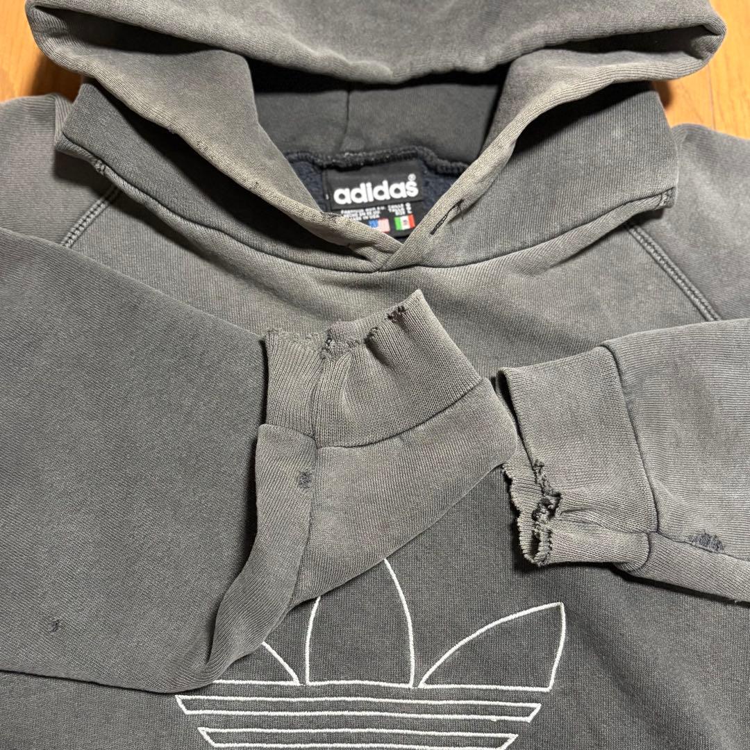 80s adidas Lサイズ　短丈　フェード　ブラック　ヴィンテージ　古着