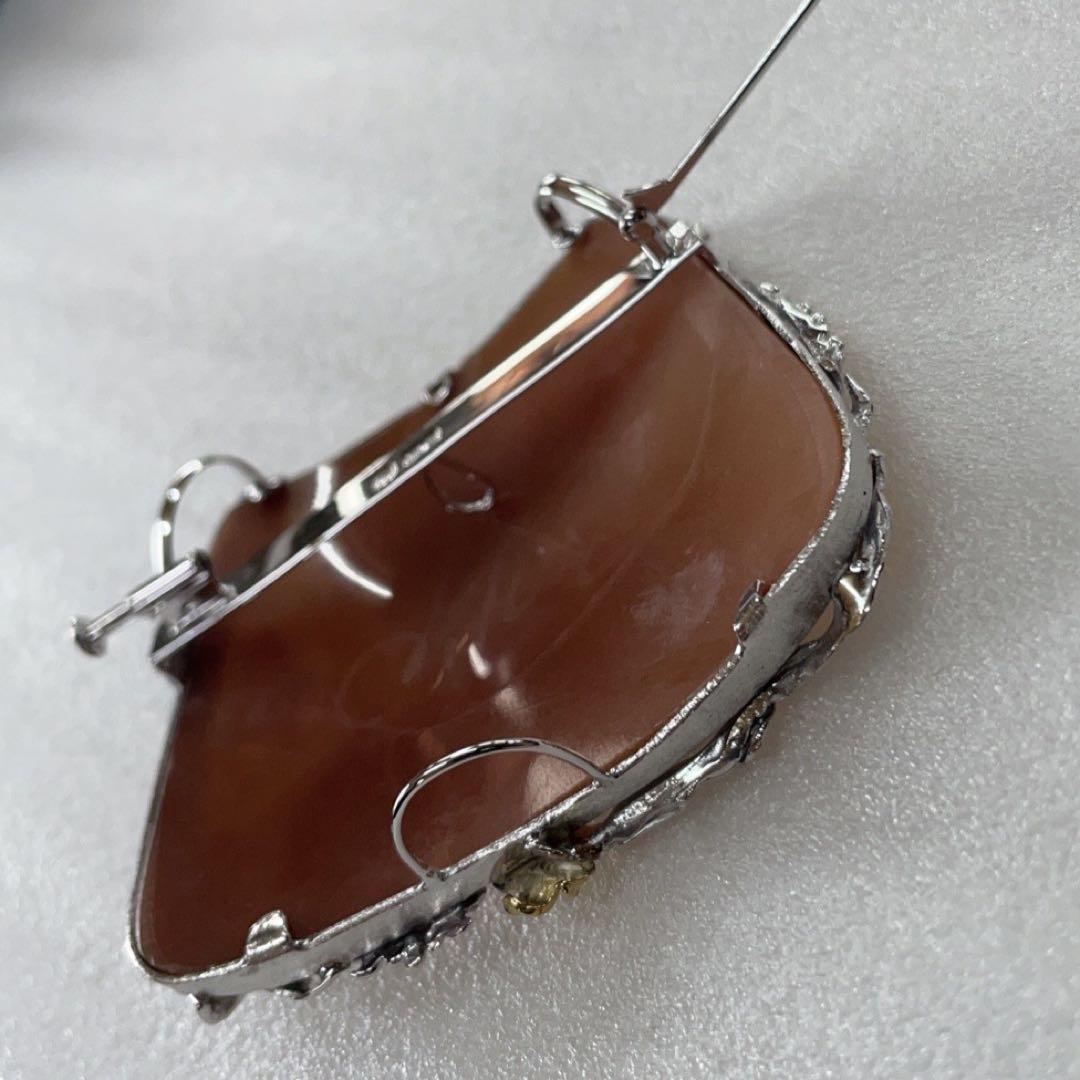 K18 SV925 シェルカメオ アコヤパール付き ブローチ ペンダント