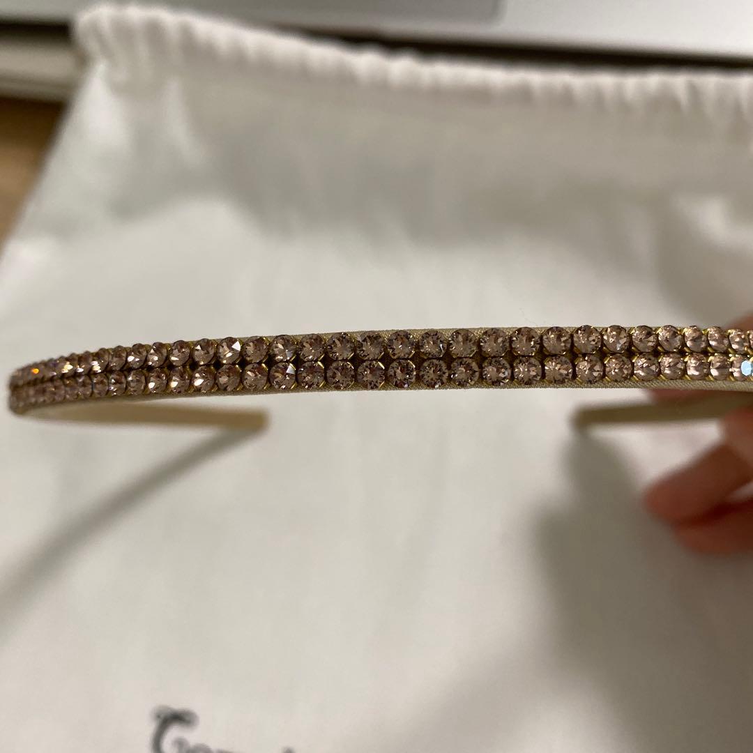 新品クリスタルメッシュ ヘアバンド(ピンク)