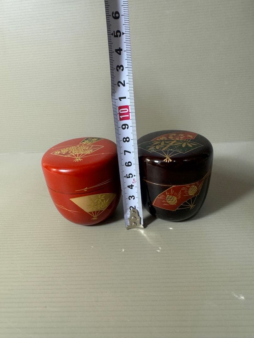 2384 茶道具 中棗 なつめ 2客 扇面 金彩