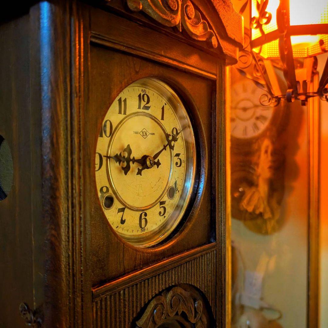 古時計　アンティーク掛時計　宮型掛時計　振り子時計
