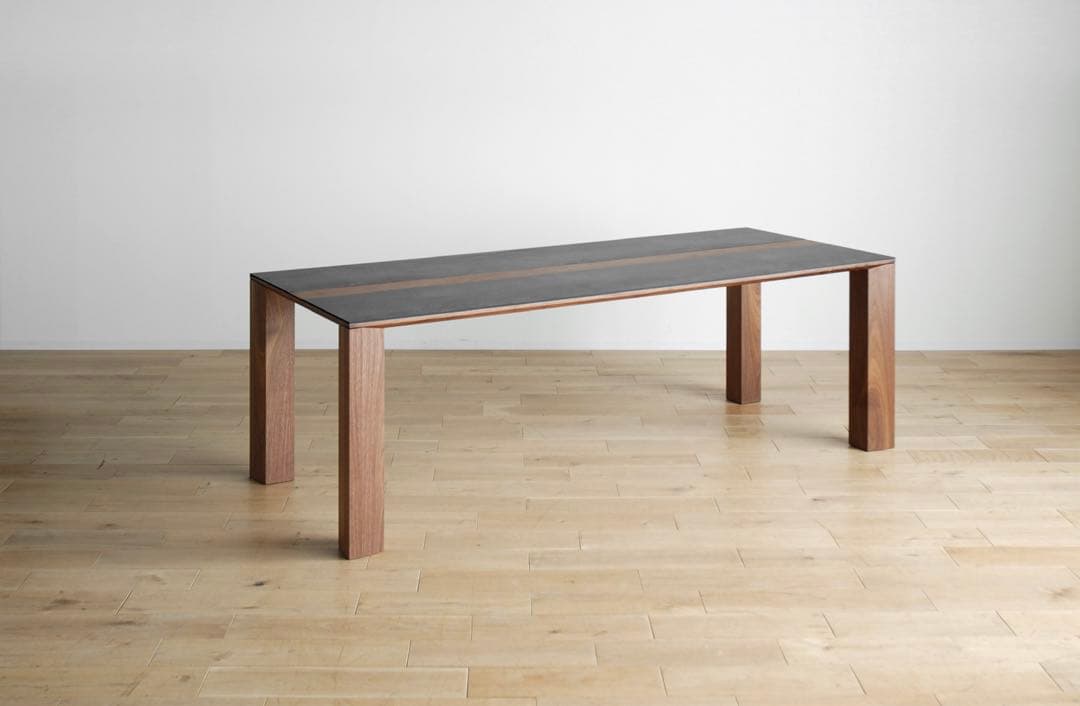 【Yu】高級セラミックテーブル モダン ウォールナット１６５㎝